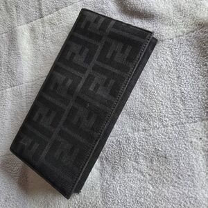 Authentic Fendi Black Logo Pattern Wallet